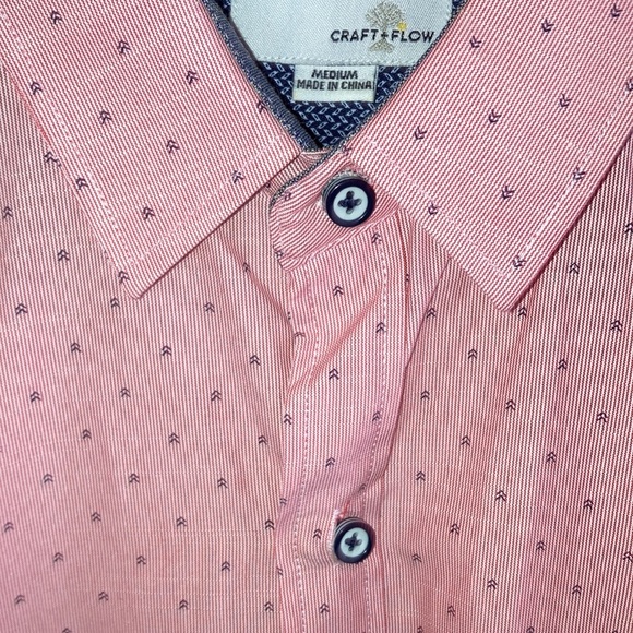 CRAFT & FLOW Pink Long Sleeve Button Down Medium Shirt w Arrow Print - Picture 3 of 9